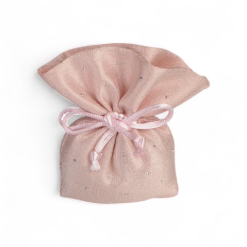 SACCHETTO ROSA PALLA STRASS 12X12CM